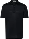 Corneliani Fine-ribbed Cotton Polo Shirt In Blue