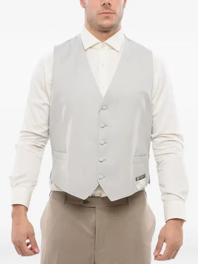 Corneliani Jetted-pockets Wool Waistcoat In Neutral