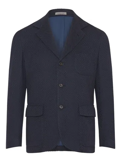 Corneliani Knitted Blazer In Blue