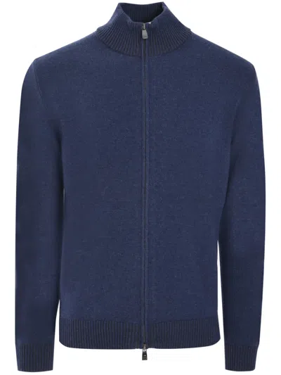 Corneliani Knitted Cardigan In Blue