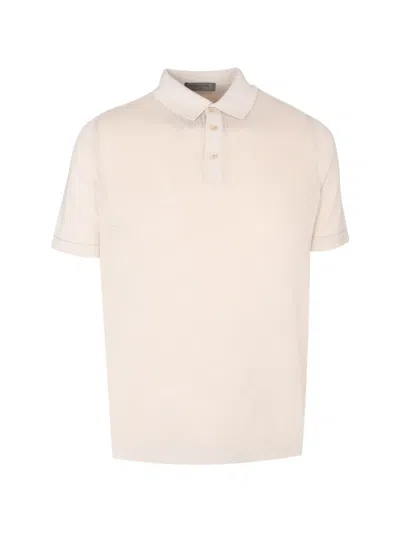 Corneliani Knitted Cotton Polo Shirt In Neutral