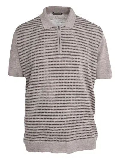 Corneliani Knitted Half-zip Polo Shirt In Brown