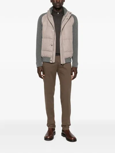 Corneliani Knitted Panel Jacket In Neutral