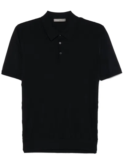 Corneliani Knitted Polo Shirt In Blue