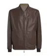 Corneliani Lambskin Bomber Jacket In Brown