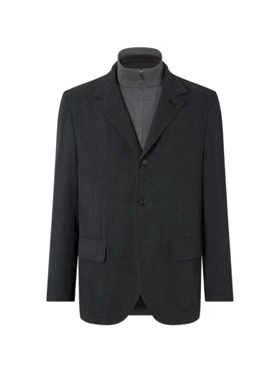 Corneliani Layered Single-breasted Blazer In Gray