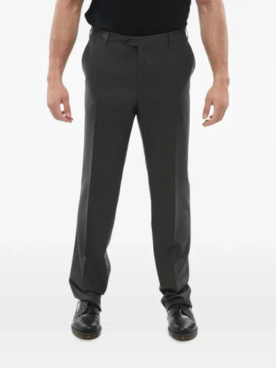 Corneliani Grey Flat Front Trousers In Gray