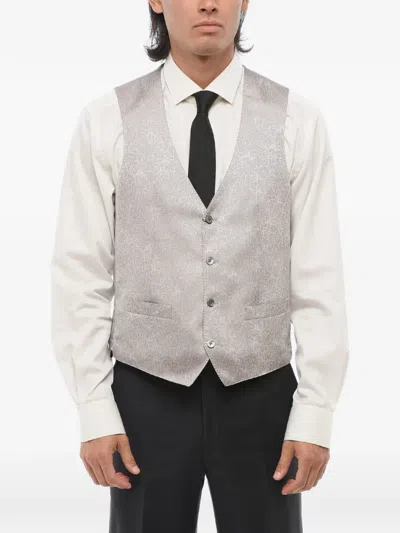 Corneliani Leaf-pattern Waistcoat In Gray