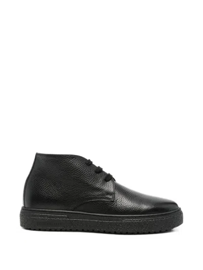 Corneliani Leather Ankle Boots In Black