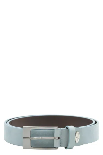 Corneliani Leather Belt In Light Blue