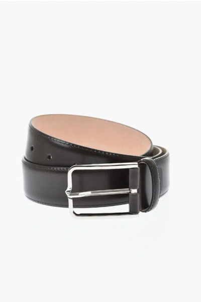 Corneliani Leather Belt With 30mm Metal Buckle In Neutral