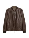 Corneliani Lambskin Bomber Jacket In Brown
