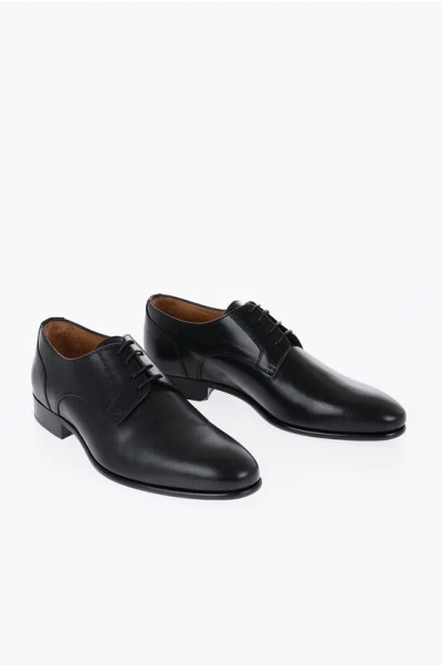 Corneliani Leather Derby Shoes In Black