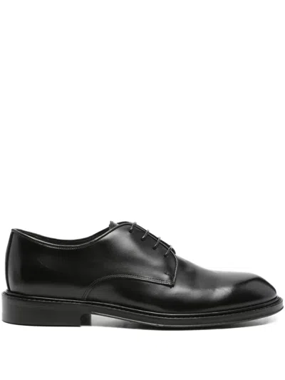 Corneliani Leather Derby Shoes In Black