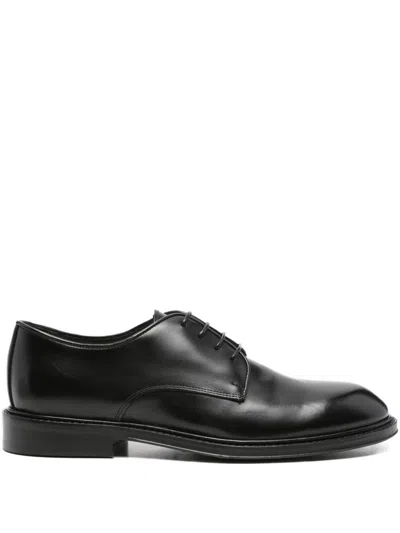 Corneliani Leather Derby Shoes In Black