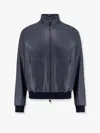 Corneliani Leather Jacket With Knitted Profiles