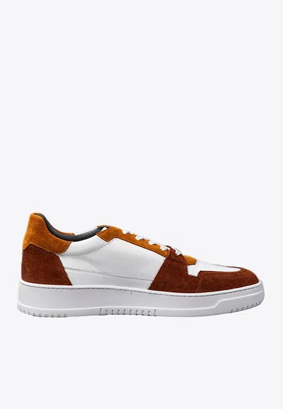 Corneliani Leather Low-top Sneakers In Brown