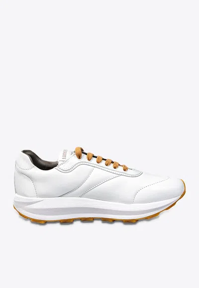 Corneliani Leather Padded Running Sneakers In White