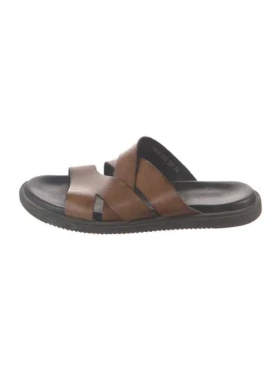 Pre-owned Corneliani Leather Slides In Brown