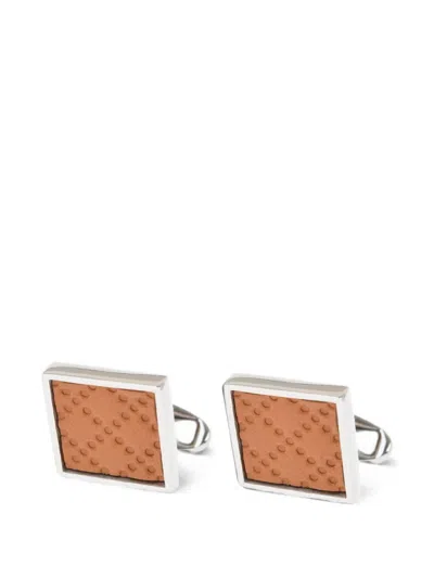 Corneliani Leather Square Cufflinks In Multi