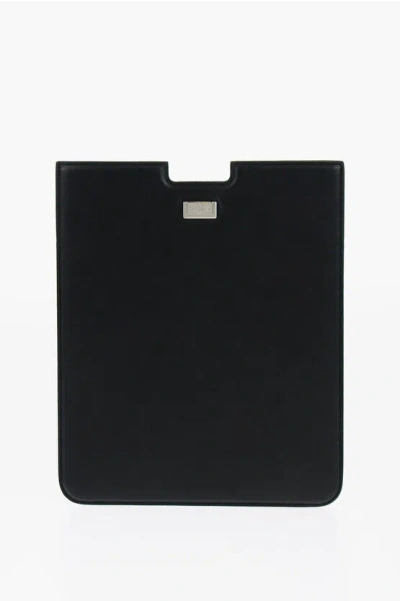 Corneliani Leather Tablet Case In Black