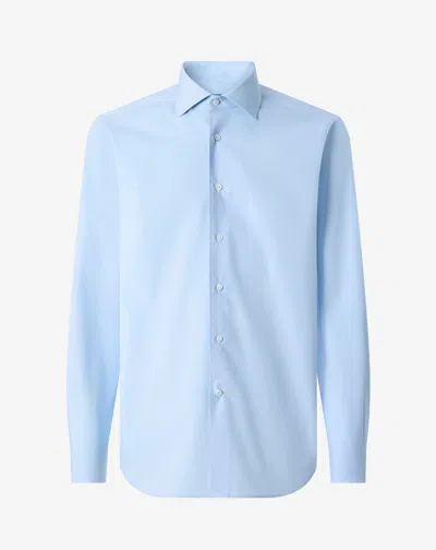 Corneliani Light Blue Cotton Poplin Shirt In Multi