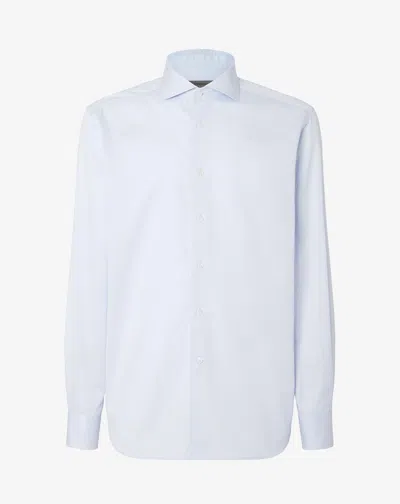 Corneliani Light Blue Double-twisted Cotton Twill Shirt