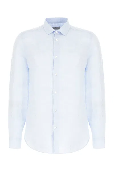Corneliani Light Blue Linen Shirt In Azzurro