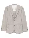 Corneliani Light Grey Lienen Blended Single Breasted Blazer In Grey