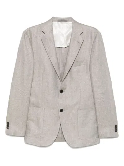 Corneliani Light Grey Lienen Blended Single Breasted Blazer