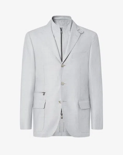 Corneliani Light Grey Silk And Wool Jacket With Vest In Gray