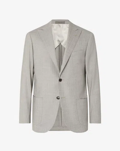 Corneliani Light Grey Stretch Wool Jacket With Herringbone Pattern In Gray