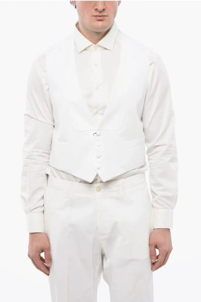 Corneliani Lightweight Cotton Master Waistcoat With Back Adjuster In White