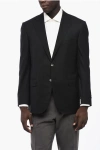 Corneliani Lined Single Breasted Mantua Wool Blazer With Flap Pockets