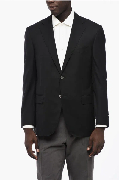 CORNELIANI LINED SINGLE BREASTED LEADER WOOL BLAZER WITH FLAP POCKETS
