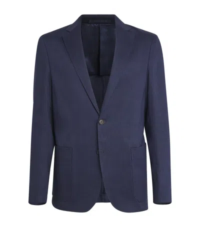 Corneliani Linen Blazer In Blue