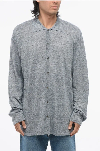 Corneliani Linen Cardigan With Polo Shirt Neck