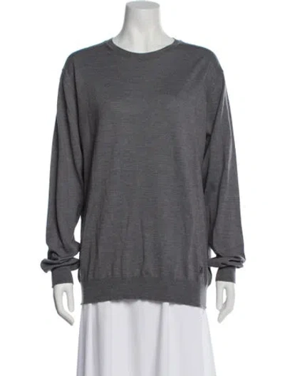 Pre-owned Corneliani Linen Crew Neck Sweatshirt In Gray