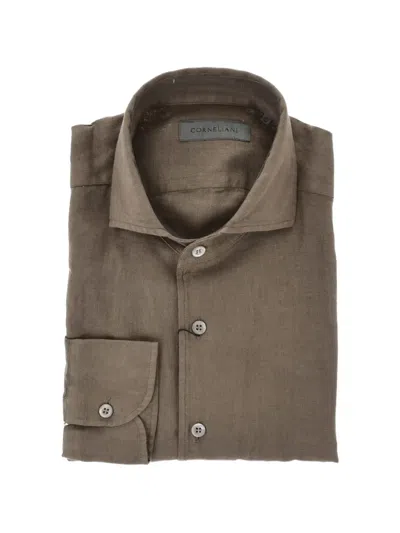 Corneliani Linen French-collar Shirt In Neutral