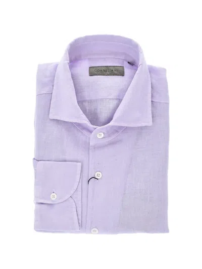 Corneliani Linen French-collar Shirt In Purple