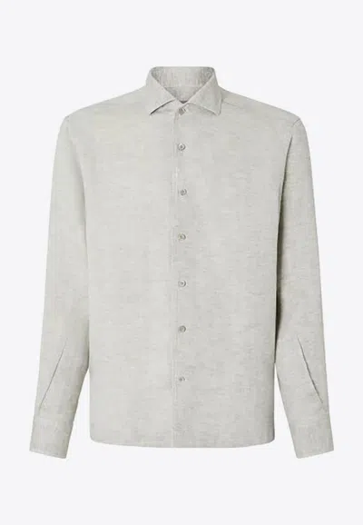 Corneliani Linen Long-sleeved Shirt In Neutral