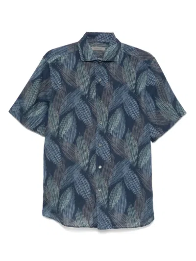 Corneliani Linen Shirt In Blue