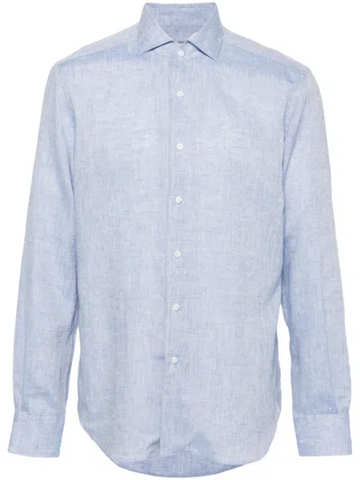 Corneliani Linen Shirt In Blue