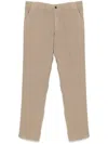Corneliani Linen Tapered-leg Trousers In Brown