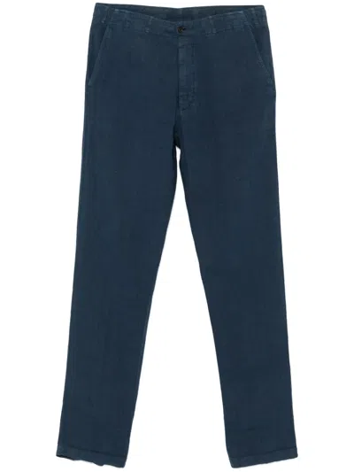 Corneliani Linen Trousers In Blue