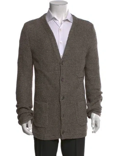 Pre-owned Corneliani Linen V-neck Cardigan In Multi