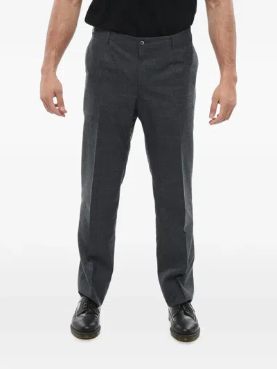 Corneliani Linen-blend Belt-loop Trousers In Black