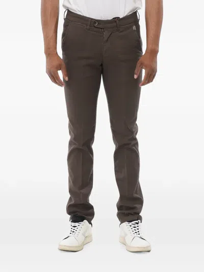 Corneliani Linen-blend Chino Trousers In Brown
