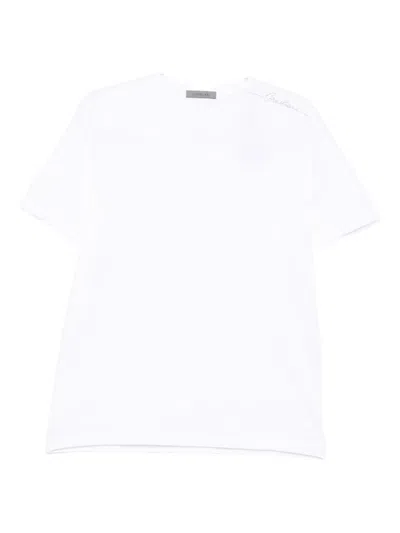 Corneliani Logo-embroidered Short-sleeve T-shirt In White