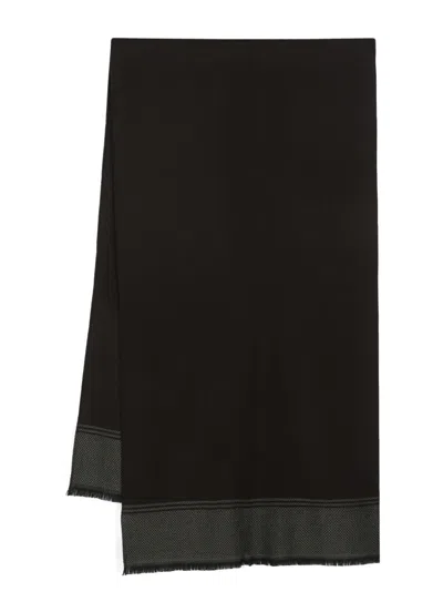 Corneliani Logo-jacquard Two-tone Scarf In Braun